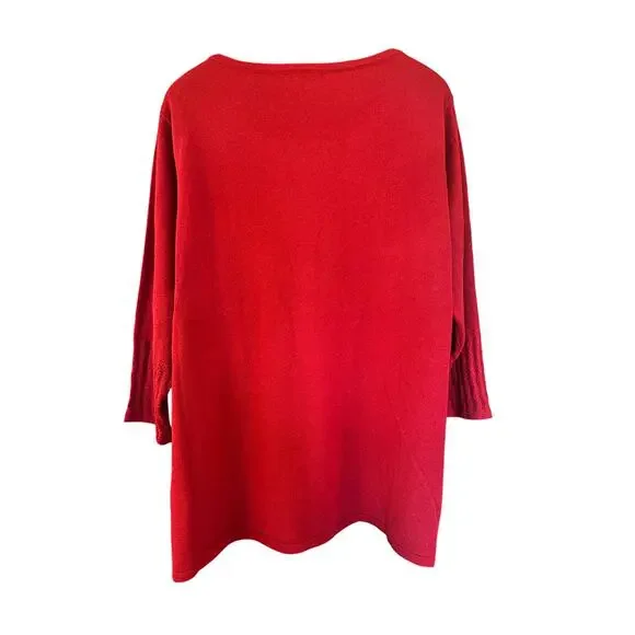 Briggs Plus Size 3X Red Sweater – Holiday Ready Knit Top - Picture 4 of 7